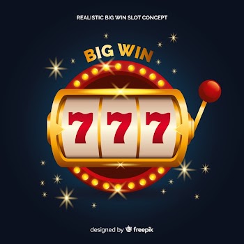 Realistic big win slot machine Free Vector
