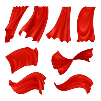 Realistic billowing red cloth Free Vector