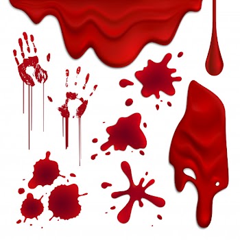 Realistic blood drops and blots set illustration Free Vector