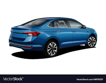 realistic blue sedan