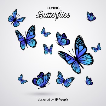Realistic butterfly swarm background Free Vector