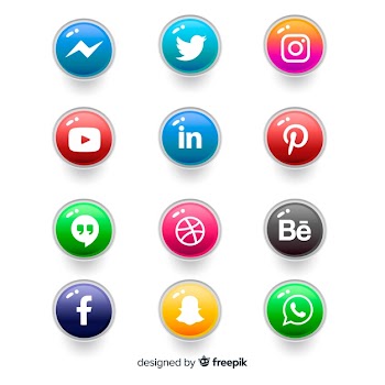 Realistic buttons with social media logo collection Free Vector