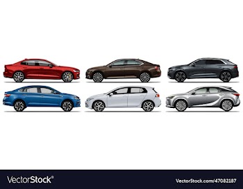 realistic car collection in side view