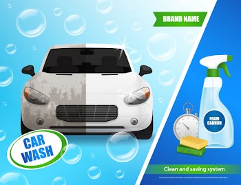 Realistic car wash advertising Free Vector