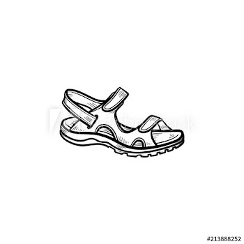 Realistic child sandal drawn outline doodle icon