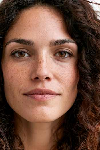 Realistic Close-Up Portrait of a Mediterranean Woman