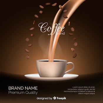 Realistic coffee brand background Free Vector