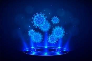 Realistic coronavirus hologram background Free Vector