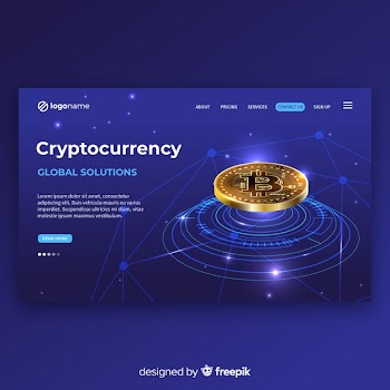 Realistic cryptocurrency landing page template Free Vector