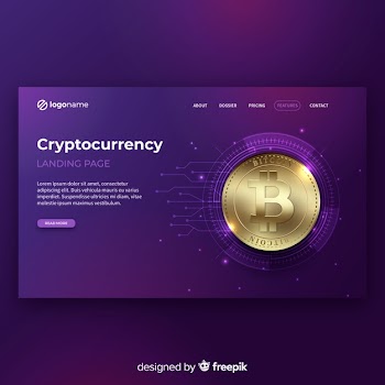 Realistic cryptocurrency landing page template Free Vector