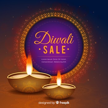 Realistic diwali sale with gradient Free Vector