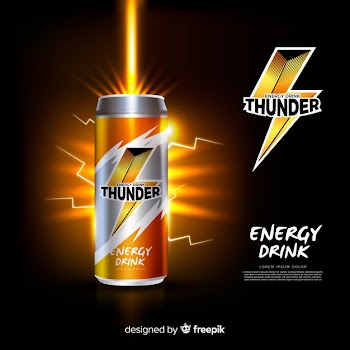 Realistic energy drink ad template Free Vector