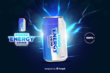 Realistic energy drink advertisement Free Vector