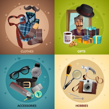Realistic fathers day elements card set Free Vector