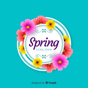 Realistic floral frame spring background