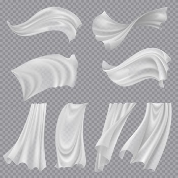 Realistic fluttering cloths transparent background Free Vector