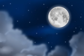 Realistic full moon sky background Free Vector