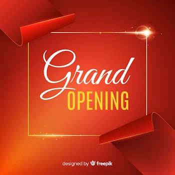 Realistic grand opening background Free Vector