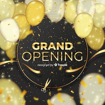 Realistic grand opening background Free Vector