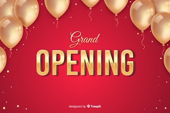 Realistic grand opening background Free Vector