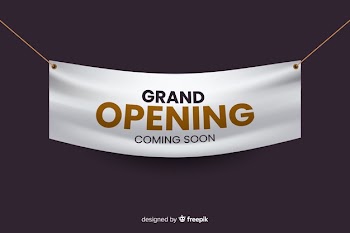 Realistic grand opening banner template Free Vector