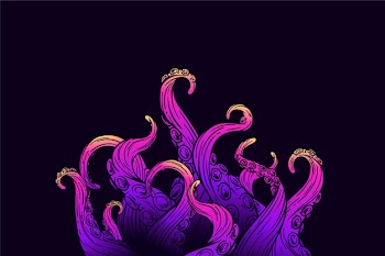 Realistic hand drawn octopus tentacles background Free Vector