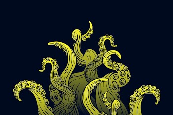 Realistic hand drawn octopus tentacles background Free Vector