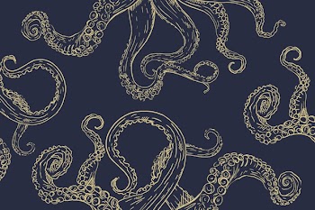 Realistic hand drawn octopus tentacles background Free Vector