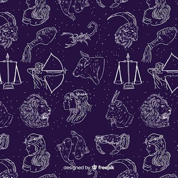 Realistic hand drawn zodiac pattern