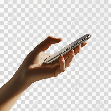 Realistic Hand Holding a Phone on a White Background