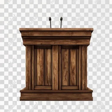 Realistic Handmade Brown Wood Church Pulpit Vector Design