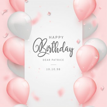Realistic happy birthday background with pink balloons Free Vector