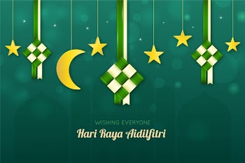 Realistic hari raya aidalfitri&nbsp; moon and stars Free Vector