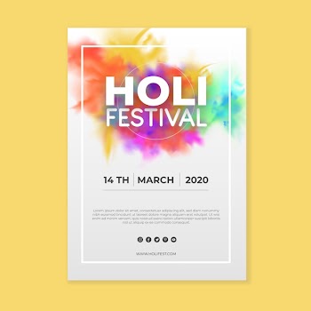 Realistic holi festival flyer template Free Vector