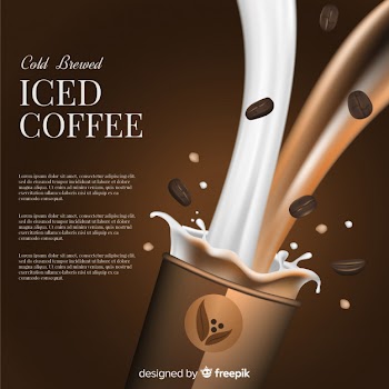 Realistic iced coffee advertisement 