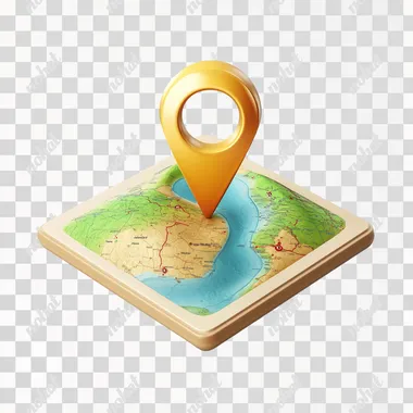 Realistic Icon Representing Continents and Directions