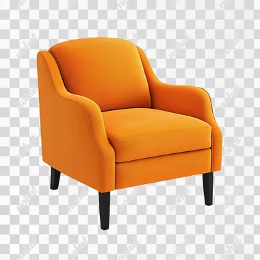 Realistic Image of an Orange Armchair