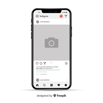 Realistic instagram photo frame on iphone Free Vector