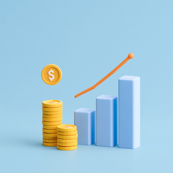 Realistic Investment Growth Graph with Coins