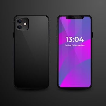 Realistic iphone 11 with black back cover Free Vector