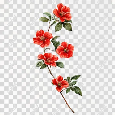 Realistic Japanese Flowers on a Vine Stem