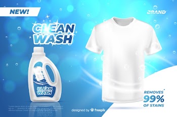 Realistic laundry detergent sale ad Free Vector