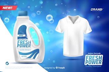 Realistic laundry detergent sale ad Free Vector