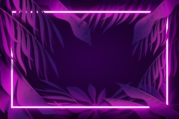 Realistic leaves with neon frame Free Vector