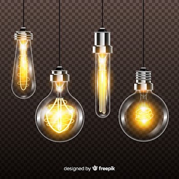 Realistic light bulbs on transparent background Free Vector