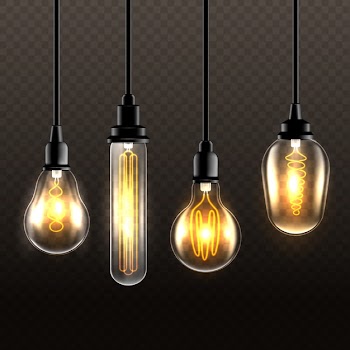 Realistic light bulbs on transparent background Free Vector