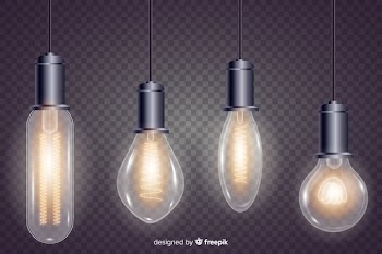 Realistic light bulbs pack Free Vector