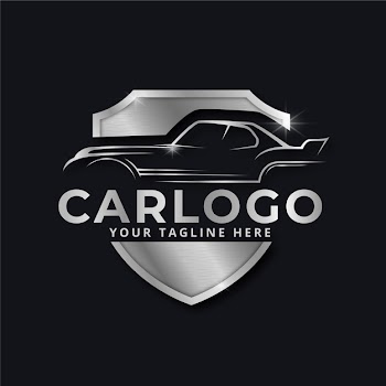 Realistic metallic car brand silver logo Free Vector