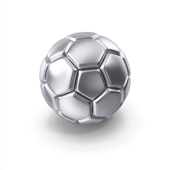 Realistic Metallic Silver Soccer Ball on White Background