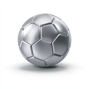 Realistic Metallic Silver Soccer Ball on White Background